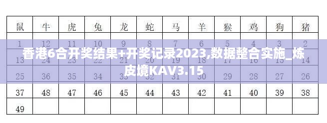 香港6合开奖结果+开奖记录2023,数据整合实施_炼皮境KAV3.15