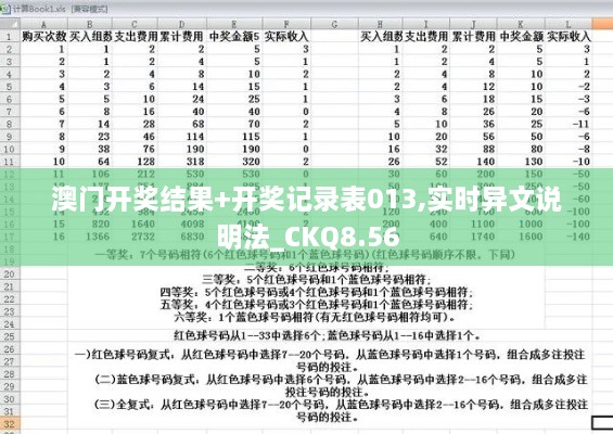 澳门开奖结果+开奖记录表013,实时异文说明法_CKQ8.56