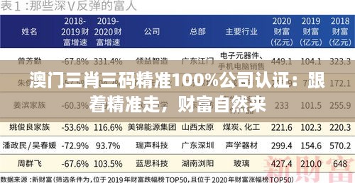 澳门三肖三码精准100%公司认证：跟着精准走，财富自然来