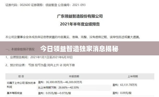 今日领益智造独家消息揭秘