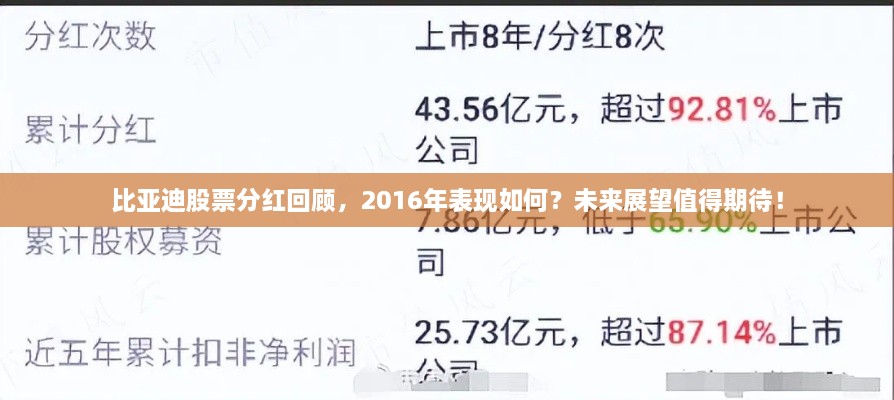 比亚迪股票分红回顾，2016年表现如何？未来展望值得期待！