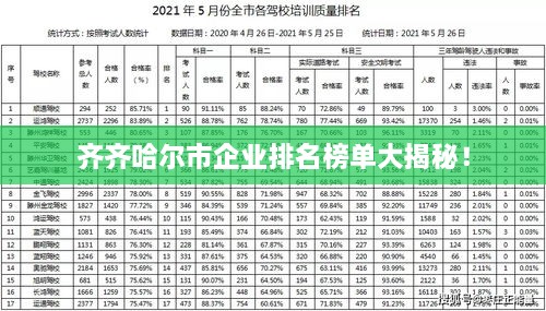 齐齐哈尔市企业排名榜单大揭秘！