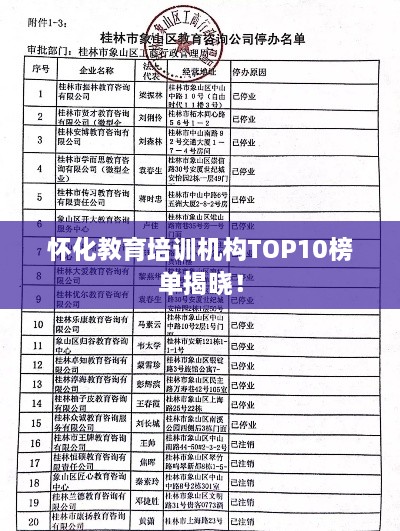 怀化教育培训机构TOP10榜单揭晓！