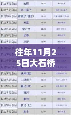 独家揭秘，往年11月25日大石桥客运流量巅峰与热门客运表全解析！