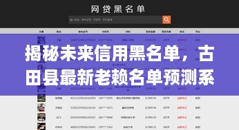 古田最新老赖名单预测系统揭秘，未来信用黑名单重磅预警！