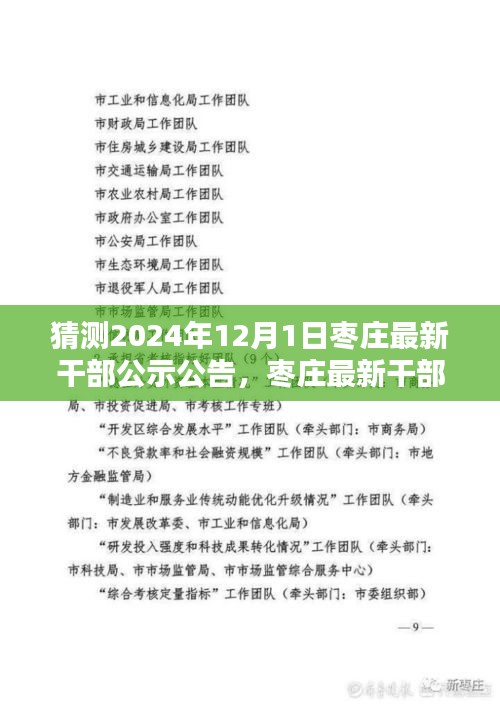 枣庄最新干部公示公告预测与深度分析，揭秘2024年12月1日干部名单及动向猜测