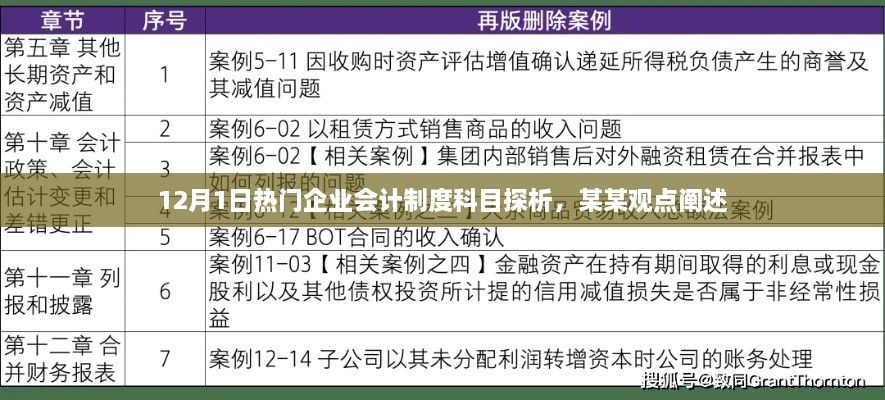 12月1日热门企业会计制度科目探析，深度解读某某观点