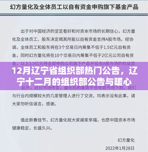 辽宁省组织部十二月公告发布，日常动态与暖心资讯