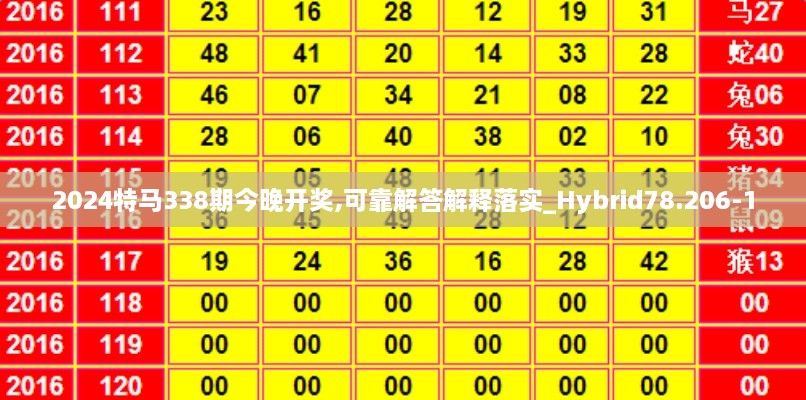 2024特马338期今晚开奖,可靠解答解释落实_Hybrid78.206-1