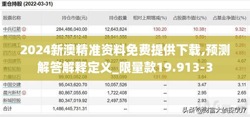 2024新澳精准资料免费提供下载,预测解答解释定义_限量款19.913-3