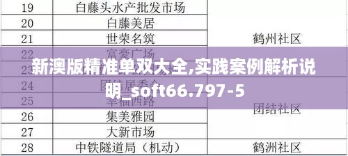 新澳版精准单双大全,实践案例解析说明_soft66.797-5