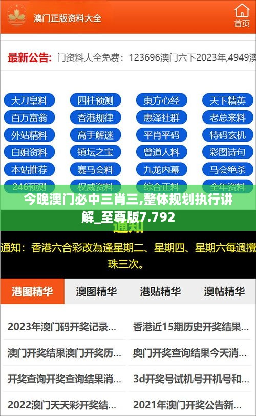 今晚澳门必中三肖三,整体规划执行讲解_至尊版7.792