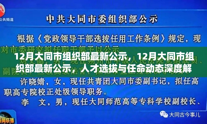 12月大同市组织部最新公示，12月大同市组织部最新公示，人才选拔与任命动态深度解析