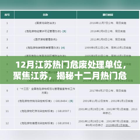 揭秘江苏热门危废处理单位的三重亮点，十二月聚焦江苏危废处理行业巨头