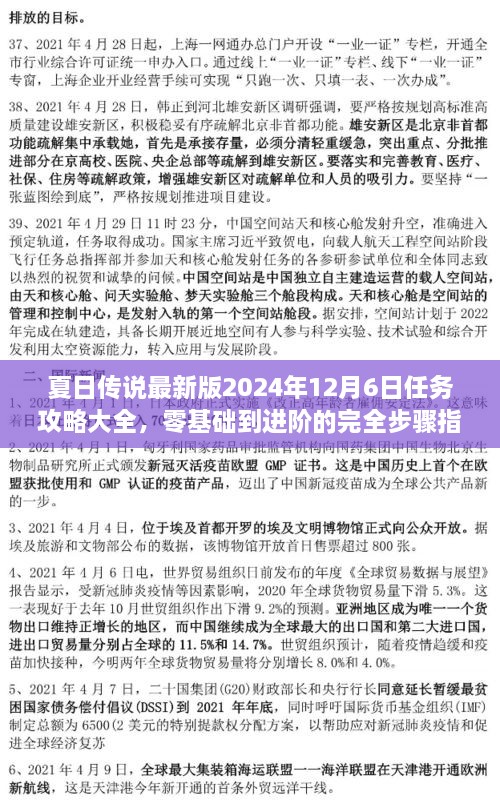 夏日传说最新版任务攻略大全，零基础到进阶步骤指南（2024年12月6日更新版）