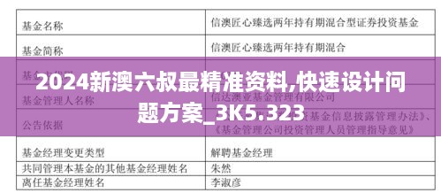 2024新澳六叔最精准资料,快速设计问题方案_3K5.323