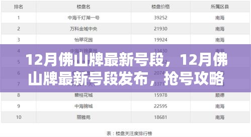 12月佛山牌最新号段发布，抢号攻略揭秘