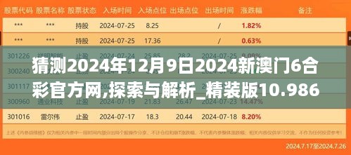 猜测2024年12月9日2024新澳门6合彩官方网,探索与解析_精装版10.986