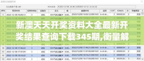 新澳天天开奖资料大全最新开奖结果查询下载345期,衡量解答解释落实_专业版3.660