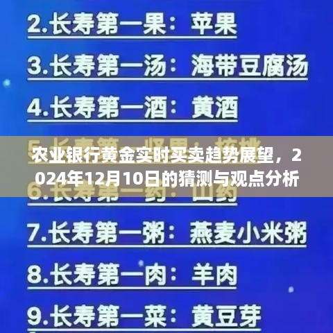 农业银行黄金实时买卖趋势展望，未来至2024年黄金市场走势预测与观点分析