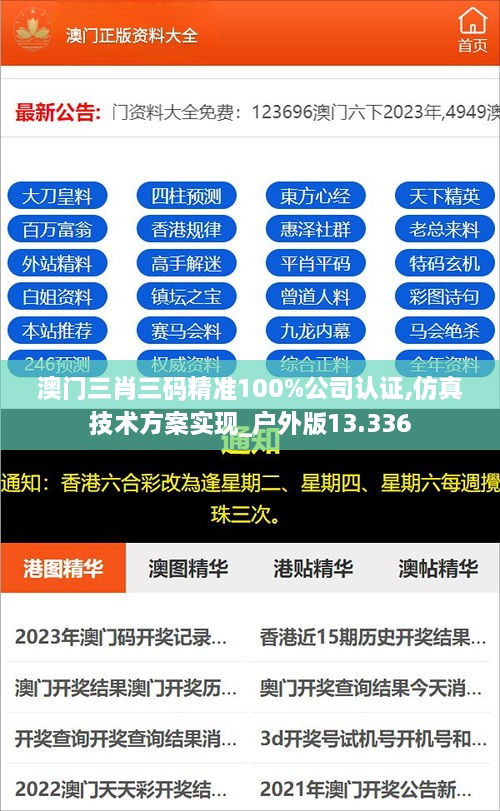 澳门三肖三码精准100%公司认证,仿真技术方案实现_户外版13.336