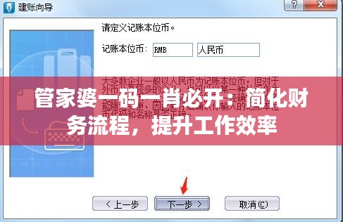 管家婆一码一肖必开：简化财务流程，提升工作效率