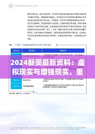 2024新奥最新资料：虚拟现实与增强现实，重塑现实感知