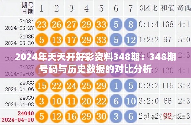 2024年天天开好彩资料348期：348期号码与历史数据的对比分析