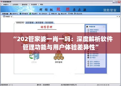 “202管家婆一肖一吗：深度解析软件管理功能与用户体验差异性”