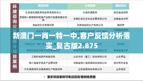 新澳门一肖一特一中,客户反馈分析落实_复古版2.875