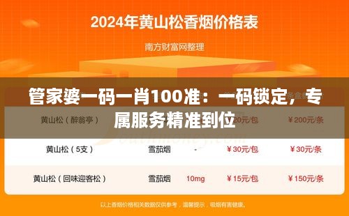 管家婆一码一肖100准：一码锁定，专属服务精准到位