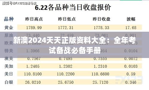 新澳2024天天正版资料大全：全年考试备战必备手册