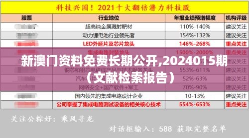 新澳门资料免费长期公开,2024015期（文献检索报告）