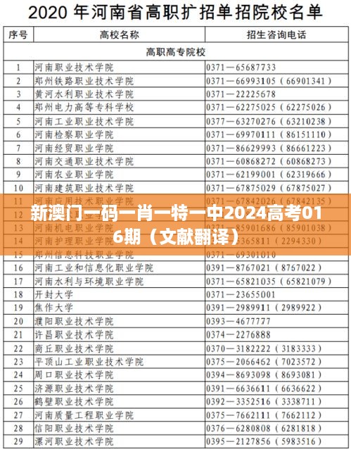 新澳门一码一肖一特一中2024高考016期（文献翻译）