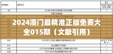 2024澳门最精准正版免费大全015期（文献引用）