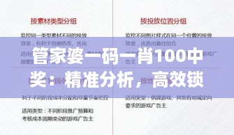 管家婆一码一肖100中奖：精准分析，高效锁定目标