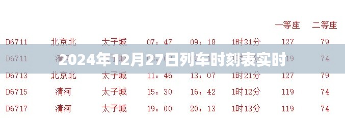 最新列车时刻表，2024年12月27日实时更新时刻表