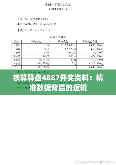 铁算算盘4887开奖资料：精准数据背后的逻辑