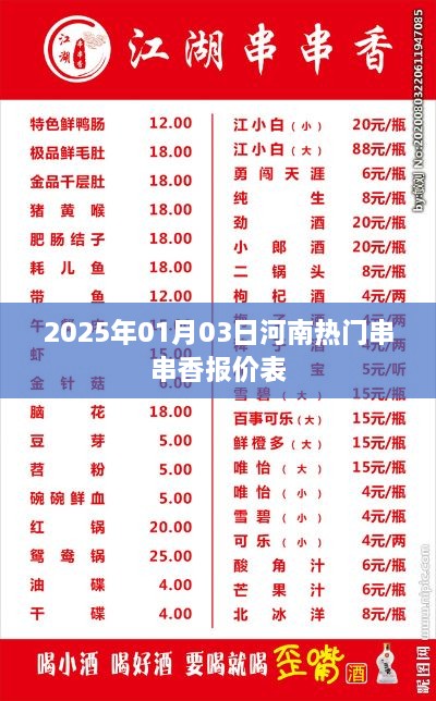 河南热门串串香报价表（最新更新，2025年）