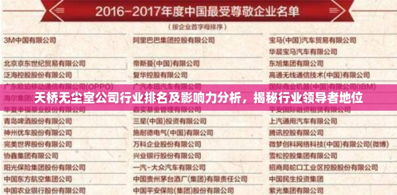 天桥无尘室公司行业排名及影响力分析，揭秘行业领导者地位