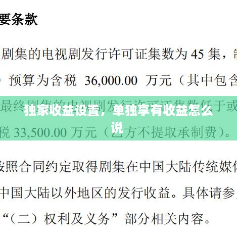 独家收益设置，单独享有收益怎么说 