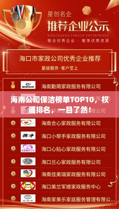 海南公司保洁榜单TOP10，权威排名，一目了然！